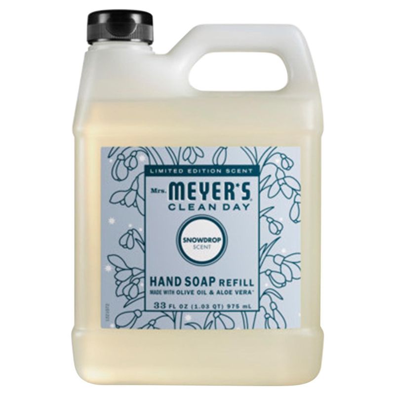Photo 1 of MRS. MEYER'S CLEAN DAY Liquid Hand Soap Refill, Snowdrop Scent, 33 Ounce Bottle