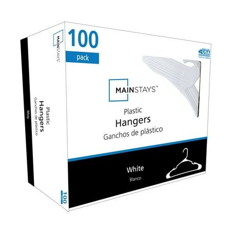 Photo 1 of Mainstays Plastic Notched Adult Hangers for Any Clothing Type Arctic White 100 Count
