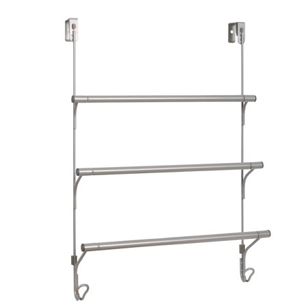 Photo 1 of Mainstays SnugFit Over-the-Door 3-Tier Towel Bar with 2 Hooks Satin Nickel