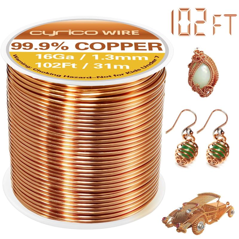 Photo 1 of 99.9% Pure Copper Wire, 16 Gauge 102 Feet Solid Copper Wire for Jewelry Making Crafts, Electroculture Gardening Antenna, Cyrico Bendable Soft Wire for Plants
