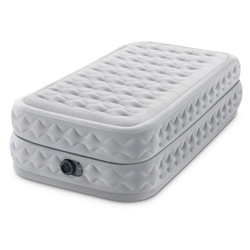 Photo 1 of Intex 64487ED Supreme Air Flow Fiber Tech Air Mattress with Built in Pump, Twin - White