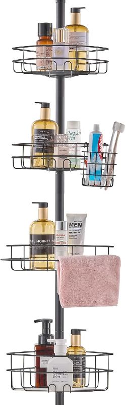 Photo 1 of VEVOR Shower Corner Caddy Tension Pole, 42" to 114" High, Multi-Functional Shower Tension Pole with Strong Load-Bearing Tray, Rust-Proof Easy-to-Install, Fit for Bathroom & Washroom
