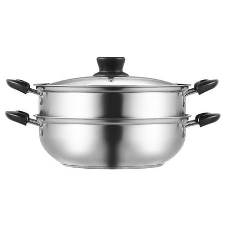 Photo 1 of KFFKFF Cooking Pot 11in/28cm Cooking Pot with 3QT Soup Pot and Veggie Steamer 304 Stainless Steel Culinary Steamer Cookware with Cover for Gas Elect
