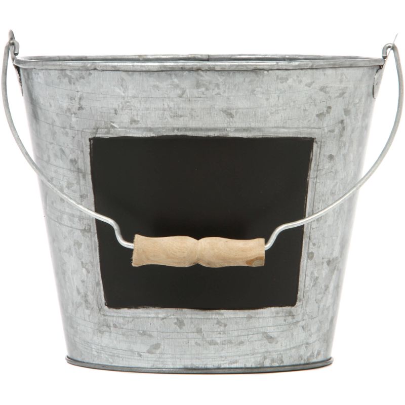 Photo 1 of Elegant Expressions by Hosley 5.75 High Silver Galvanized Metal Pail with Chalkboard, Pack Of 4