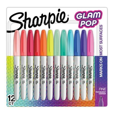 Photo 1 of Sharpie Glam Pop Permanent Markers Fine Point 12 Count
