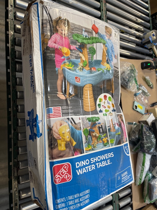 Photo 1 of Step2 Dino Showers Multi-color Plastic Water Table for Toddlers with 13-Piece Playset
