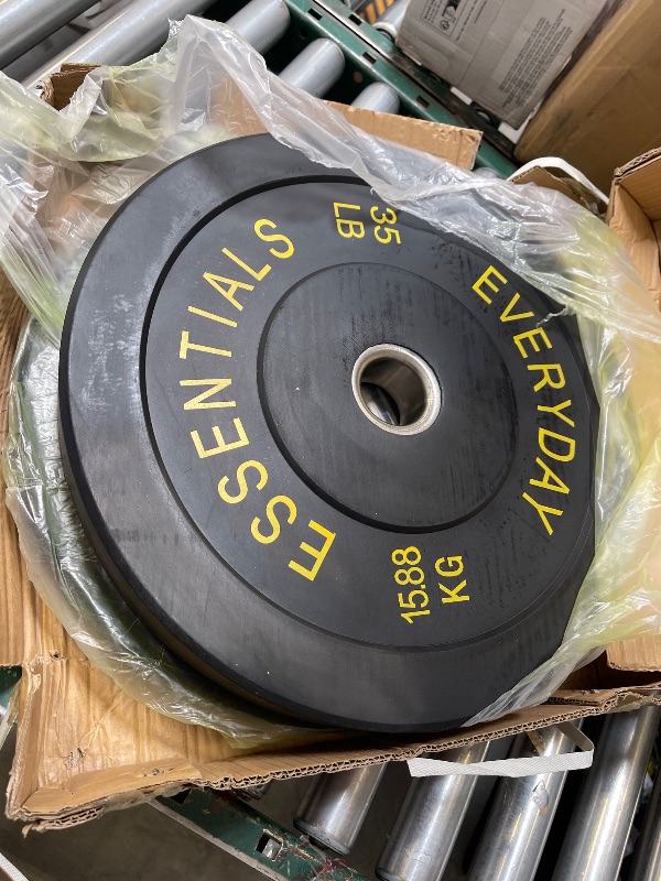 Photo 1 of BalanceFrom Color Coded Black Olympic Bumper Plate Weight Plate with Steel Hub, 35LB Pair