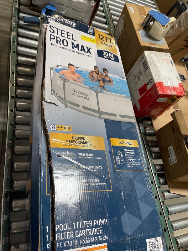 Photo 1 of Bestway Steel Pro MAX 12 Foot by 30 Inch Round Above Ground Swimming Pool Set Outdoor Metal Frame Family Pool with Filter Pump, Gray