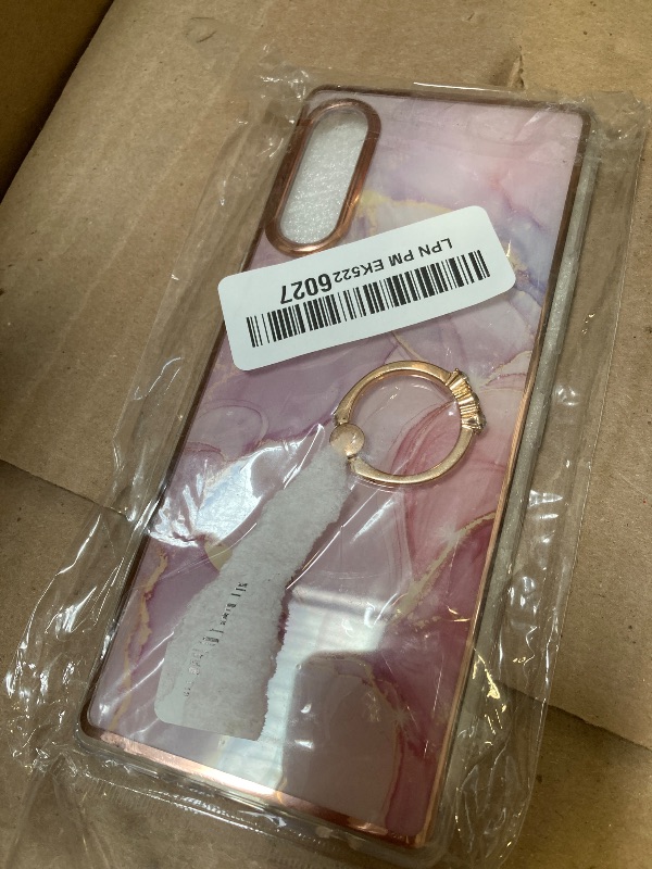 Photo 1 of Monwutong Slim Fit Phone Case for LG Velvet 4G/5G, Hard IMD Marble Pattern Shiny Ring Kickstand Case for Girls,Camera Lens and Screen Protect Function for LG Velvet,ZHDD Rose Gold
