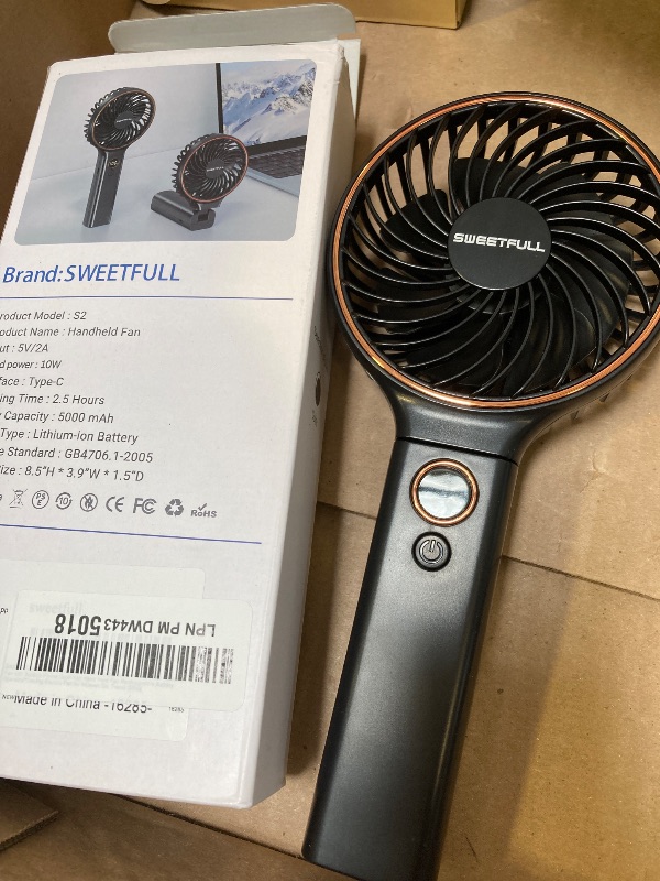 Photo 1 of SWEETFULL Handheld Portable Fan, 5000mAh Rechargeable Battery, 6 Speed Wind, LED Digital Display, Foldable Electric Personal Mini Travel Fan with Backup Power, Summer Essentials Gifts for Women Girl