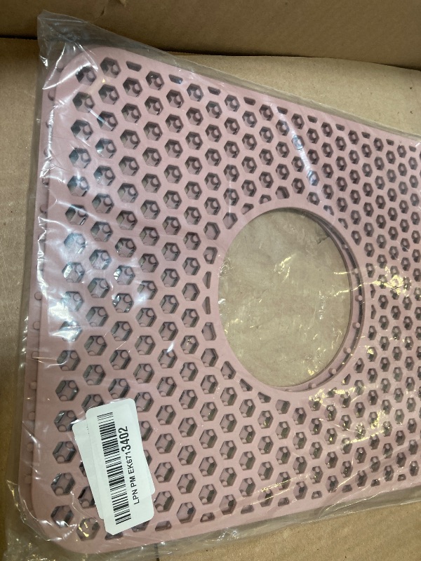 Photo 1 of TOOVEM Sink Protectors for Kitchen Sink,2Pack 12.4"x 10.4" Sink Mat Non-Slip Heat Resistant Silicone Sink Mat for Bottom of Farmhouse Stainless Steel Porcelain Sink,Folding Sink Mats,Center Drain,Pink