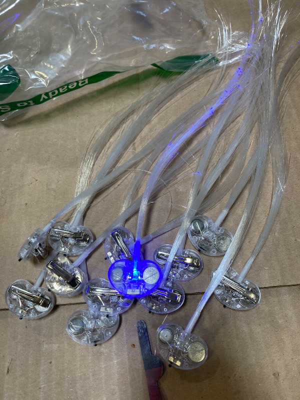 Photo 1 of 13pcs--Pack Blue LED Lights Hair Light-Up Fiber Optic LED Hair Barrettes Extensions Light Flashing Fiber Optic Hair Braid Barrettes Hair Clips for 4th of July Party Favors Festival Party Bar Concert