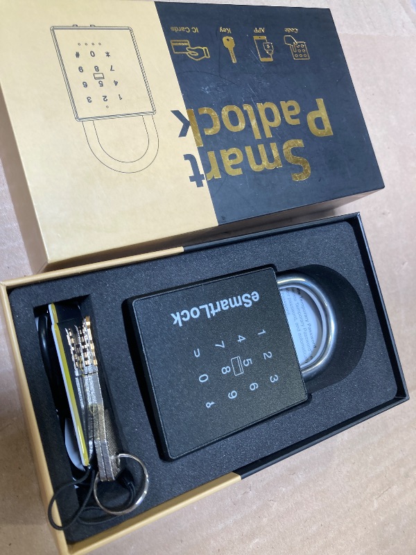 Photo 1 of eLinkSmart Heavy Duty Smart Padlock with Key, Pad Lock with Code Keypad, Weatherproof Bluetooth RFID Keyless Electronic Digital Combination Lock for Gate Outdoor Fence Storage Unit Locker Shed Pool