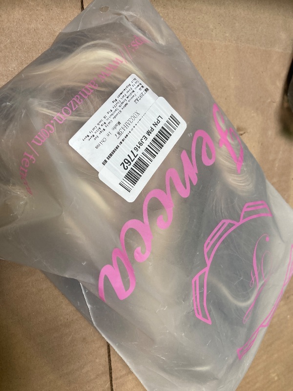 Photo 1 of Fencca Ombre Blonde Curly Wigs for Women Medium Length Synthetic Wig Afro Wave Curly Free Part Fluffy Wig 18 inch Curly Wavy Hair Replacement Wig