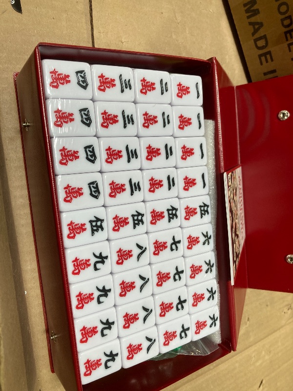 Photo 1 of Jongyance Chinese Mahjong Set, Large Mahjong Tiles Set with 144 Green Back Color Tiles, Red Case, Chinese Mahjong Game Set (Majiang, ??)