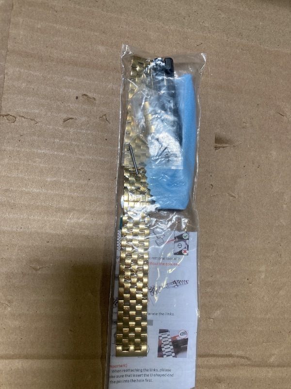 Photo 1 of BINLUN Stainless Steel Watch Band Replacement Metal Watch Straps for Men and Women 18mm/19mm/20mm/21mm/22mm/24mm with Curved and Straight End ( r Gold, 20mm)