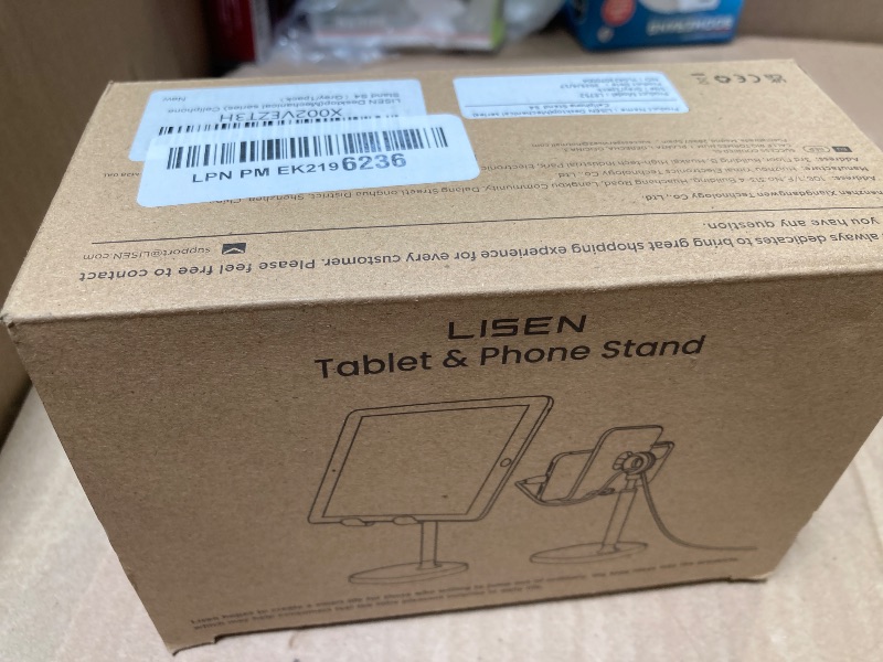 Photo 1 of LISEN Cell Phone Stand Adjustable for iPhone Phone Holder for Desk, Office Desk Accessories Computer PC for iPhone Stand Gaming Essentials Fit Otterbox Case Phones Switch Kindle iPad Air Tablet 4-10in