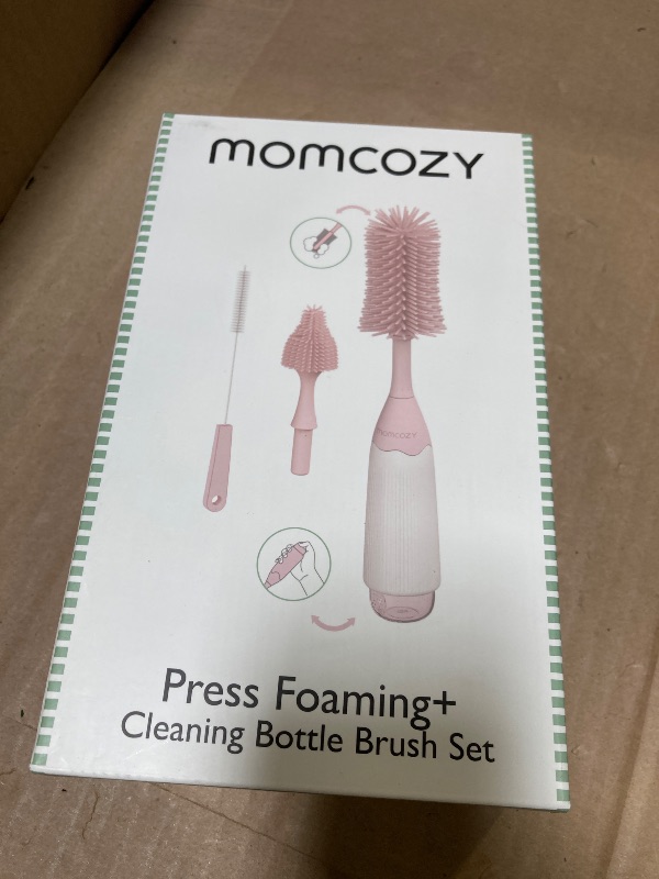 Photo 1 of Momcozy Bottle Brush Kit, Innovative Push-Press Design for Better Cleaning - Baby Bottle Cleaner Brush for Baby Bottle, Breast Pumps, Nipples, and More - Can Generate Foam for Better Cleaning, Pink