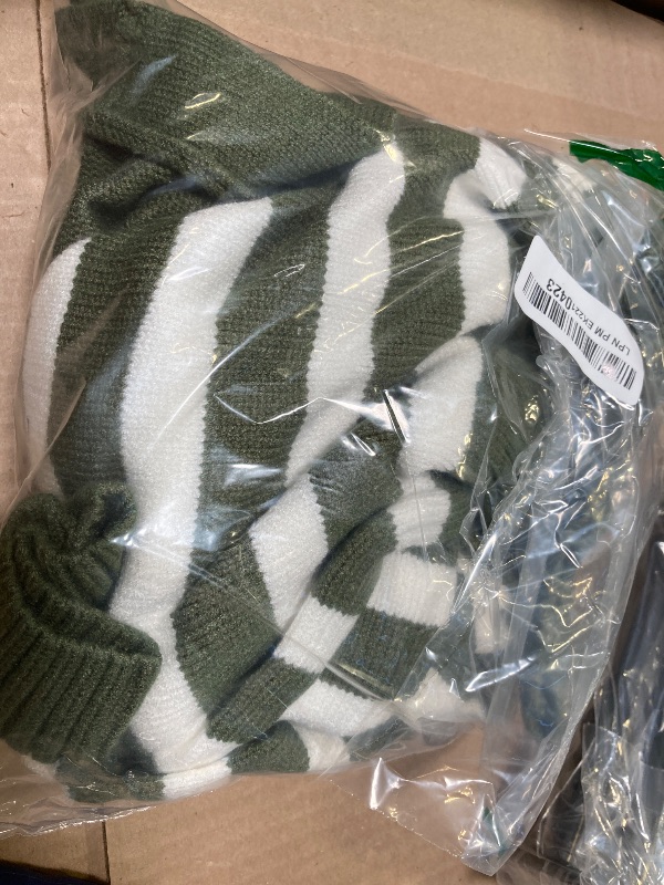 Photo 1 of S---EVALESS Womens Striped Cardigan Sweaters Cute 2025 Fall Long Sleeve V Neck Lightweight Cardigans Open Front Button Down Knit Sweater Tops Green Stripe Small