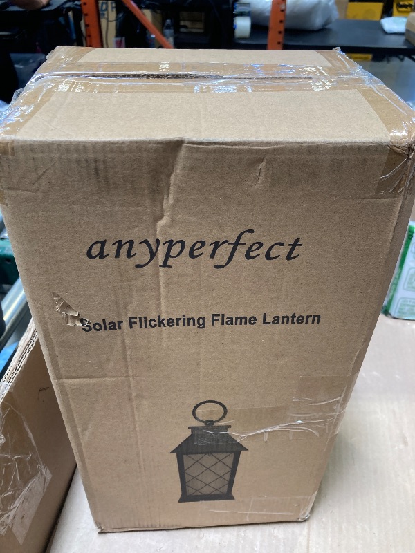 Photo 1 of anyperfect 18" Solar Lanterns Outdoor Waterproof, Glass Solar Flickering Flame Lantern Large Hanging Solar Lantern Metal Decorative for Patio Garden Backyard Outside Tabletop Mothers Day Gifts Mom