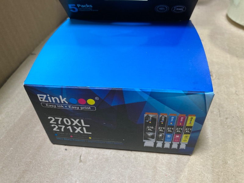 Photo 1 of E-Z Ink Compatible Ink Cartridge Replacement for Canon PGI-270XL CLI-271XL PGI270 XL CLI271 XL to use with MG6820 MG5720 MG7720 (1 Large Black,1 Small Black,1 Cyan,1 Magenta,1 Yellow) 5 Pack