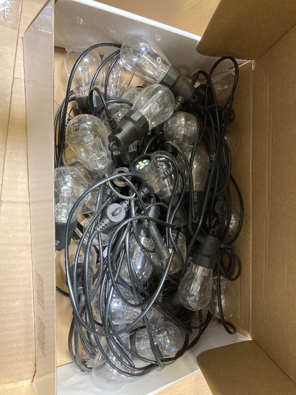 Photo 1 of Outdoor String Lights 100FT, Outdoor Lights for Patio with 40 Dimmable RGBW LED Bulbs, IP66 Waterproof Shatterproof, with APP Control & Remote, 24V Adapter Color Change,for Backyard Decor