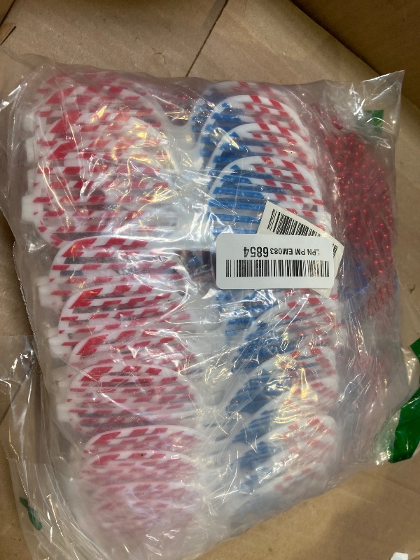 Photo 1 of Fovths 144 Pieces 4th of July Patriotic Accessories Set Include 84 Patriotic Beads Necklaces 24 Silicone Bracelet 24 Handheld USA Flags 12 Sunglasses for July Independence Day Party, Patriotic Parade
