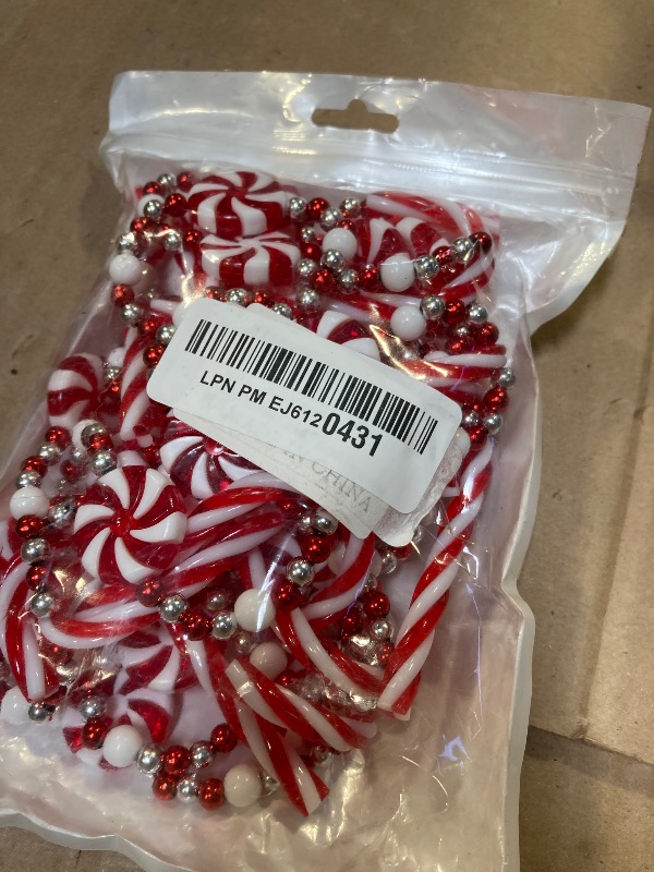 Photo 1 of WHQXFDZ 9 feet Christmas Candy Cane Garland Christmas Tree Candy Plastic Decoration Christmas Tree Garland Christmas Bead Ornament for Christmas Tree Fireplace Wreath Decorations