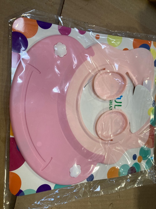 Photo 1 of Shower Cap for Kids, Baby Shower Cap Bath wash Shampoo Rinser Shield Hat Adjustable Head Hair Visor Protection Toddler and Children,Prevent Water from Entering Eyes and Ears(Pink)