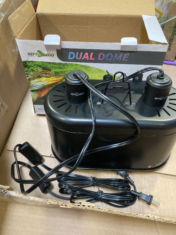Photo 1 of REPTI ZOO Dual Reptile Light Fixture for Reptile Dome UVB Lamp Fixture Dual Reptile Reflector Dome Lamp Cap Combo Integration Design Heat Lighting