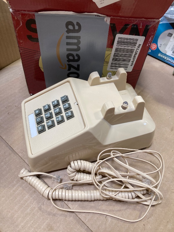 Photo 1 of Sangyn Classic Vintage Cord Phones for Landline Old Telephone with Mechanical Ringer Volume Control Retro Analog Desk Phone for Home House School, Beige
