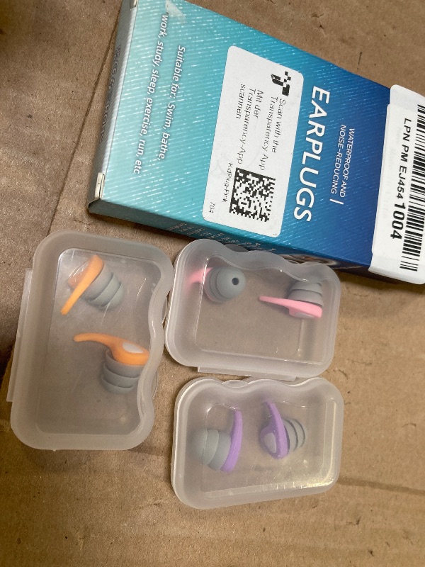 Photo 1 of Swimming Ear Plugs for Kids, 3 Pairs Waterproof Reusable Silicone Swim Ear Plugs for Pool Bath Showering Surfing for 4-12 Years Olds Children