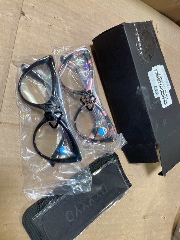 Photo 1 of 2pcs only----DXYXYO Cat Eye Reading Glasses for Women Fashion Blue Light Blocking Thick Frame Computer Readers 1.5, Black+flower+black pink