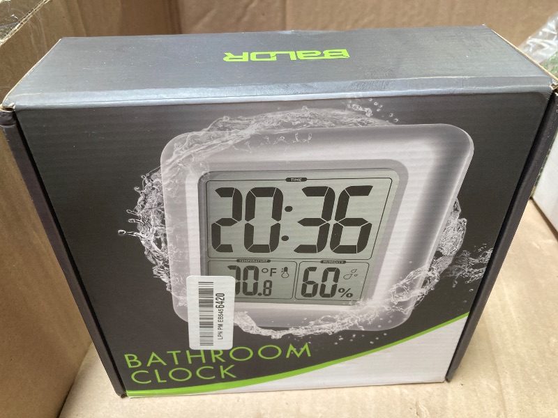 Photo 1 of Large Waterproof Bathroom Wall Clock, Big Water Resistant Hanging Shower Clock for Bath Countertop, Moisture Proof Temperature Humidity Meter, Suction Clock Watch Time in Shower [Shatterproof Glass]