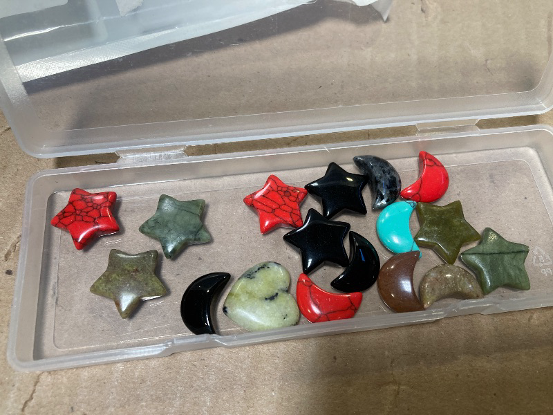 Photo 1 of Nuenen Worry Stones Bulk Heart Moon Star Natural Crystal Stone Tiny Gift Meditation Balancing(Cute Color)