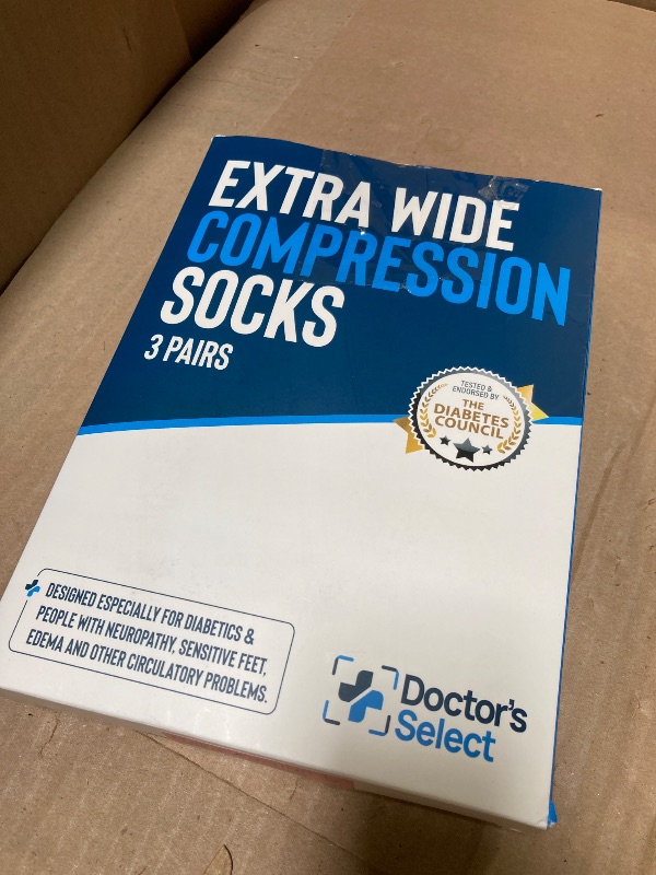 Photo 1 of Doctor's Select 3 Pairs Plus Size Compression Socks Wide Calf - Up to 6XL | 20-30 mmHg Compression Socks for Women Wide Calf | Wide Calf Compression Socks Women Plus Size | Soreness Support | Black, Gray, Navy