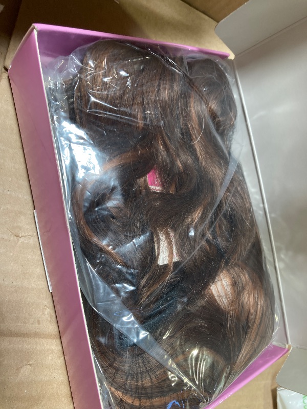 Photo 1 of AISI HAIR Synthetic Wavy Curly Bob Wig with Bangs Brown Highlight Short Hair for Women Synthetic Heat Resistant Bob Wigs