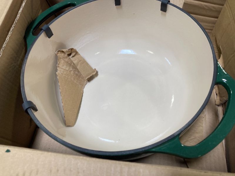 Photo 1 of Lodge 6 Quart Enameled Cast Iron Dutch Oven with Lid – Dual Handles – Oven Safe up to 500° F or on Stovetop - Use to Marinate, Cook, Bake, Refrigerate and Serve – Evergreen