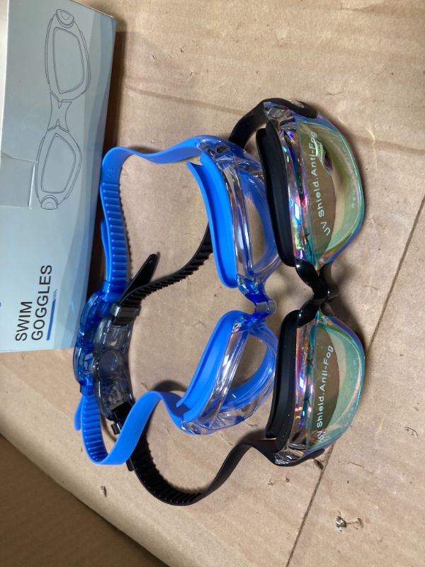 Photo 1 of COOLOO Swim Goggles, 2 Pack Goggles Swimming Adult Swimming Goggles for Women Men Youth Teen Kids, Anti Fog Anti-UV No Leaking
