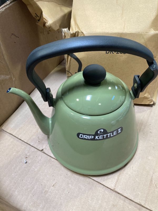 Photo 1 of Nodahoro Drip Kettle, 0.6 gal (2 L), Enameled Gas Fire/Induction Compatible, Thin Mouth, Made in Japan, Olive DK-200OL