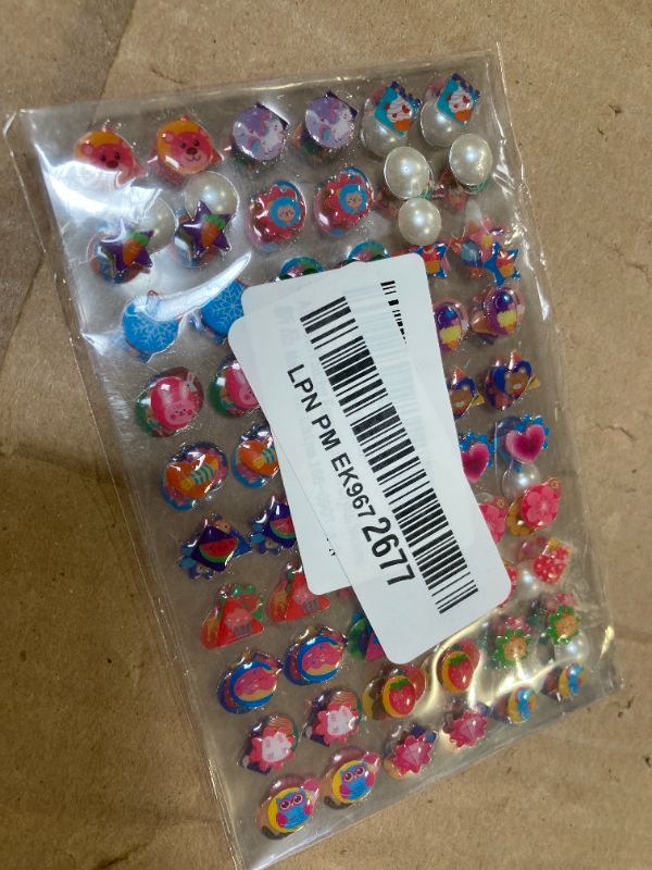 Photo 1 of AUGSUN Sticker Earrings, 240 Pieces Stick on Earring for Girls Self-Adhesive Sticky Earrings 3D Glitter Craft Crystal Stickers