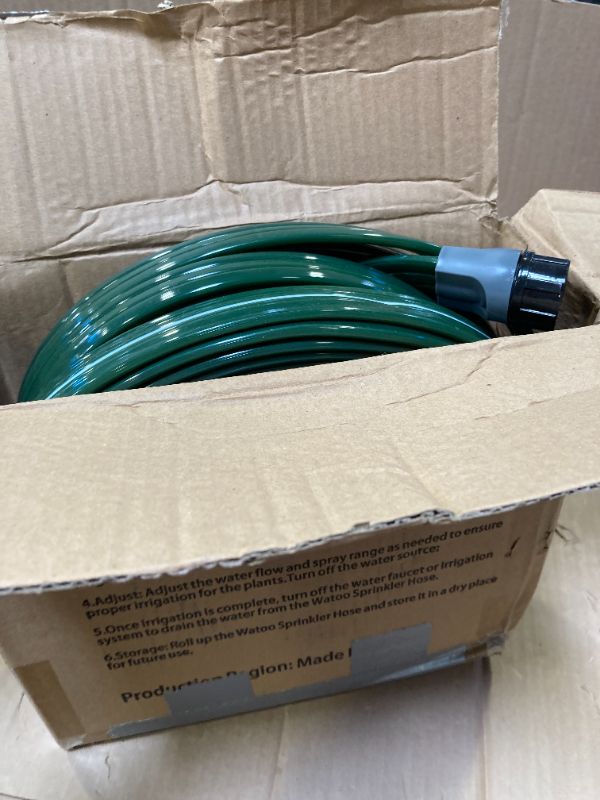 Photo 1 of Watoo 2025 Sprinkler Hose & Soaker Hose for Yard - 100 FT Reinforced Flat Garden Hose with Holes, Heavy Duty No-Kink Lawn Irrigation Hose (Includes Stakes, High Pressure Spray)