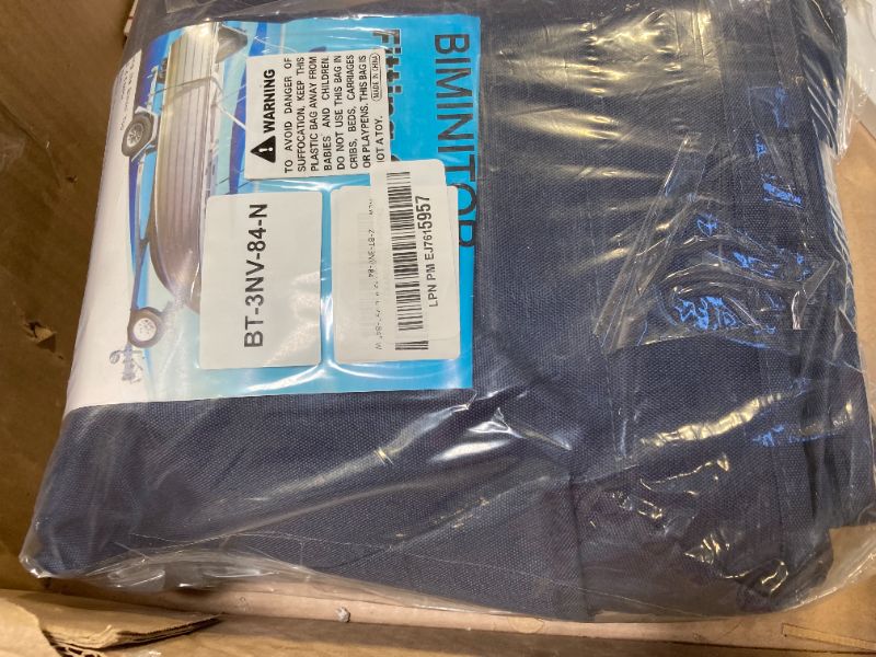 Photo 1 of 1pc--Zenicham 3 Bow Fade and Crack Resistant Bimini Top Replacement Cover?600D Marine Grade Polyester Waterproof Sun Shade Boat Canopy?Easy Install Zipper Sleeves Boat Awning,Navy 6'L 79"-84" W