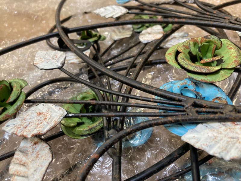 Photo 1 of Phaxth 24" Metal Flower Wall Art Decor with Rust Leaf, Large Scroll Outdoor Wall Art Decor
