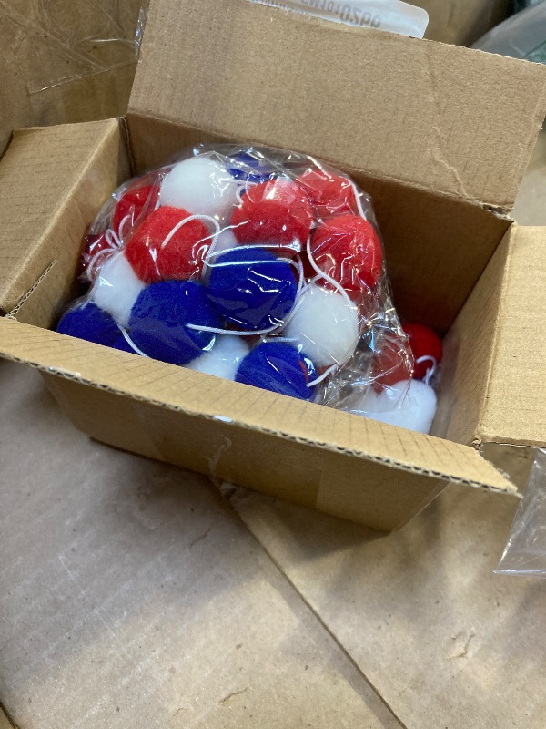 Photo 1 of Qumenan 5 Pack 32.85 Feet Patriotic Felt Ball Garland Red White Blue Pom Pom Banner for 4th of July, Independence Day, Holiday Party, Christmas, Nursery, Home Decor, DIY Crafts & Hanging Decorations