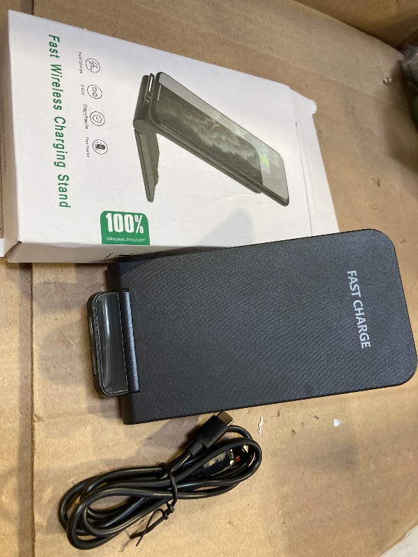 Photo 1 of Wireless Charging Station,15W Fast Wireless Charging Station with Sleep-Friendly Adaptive Light,Compatible with Samsung Galaxy, Google LG, etc?Black?