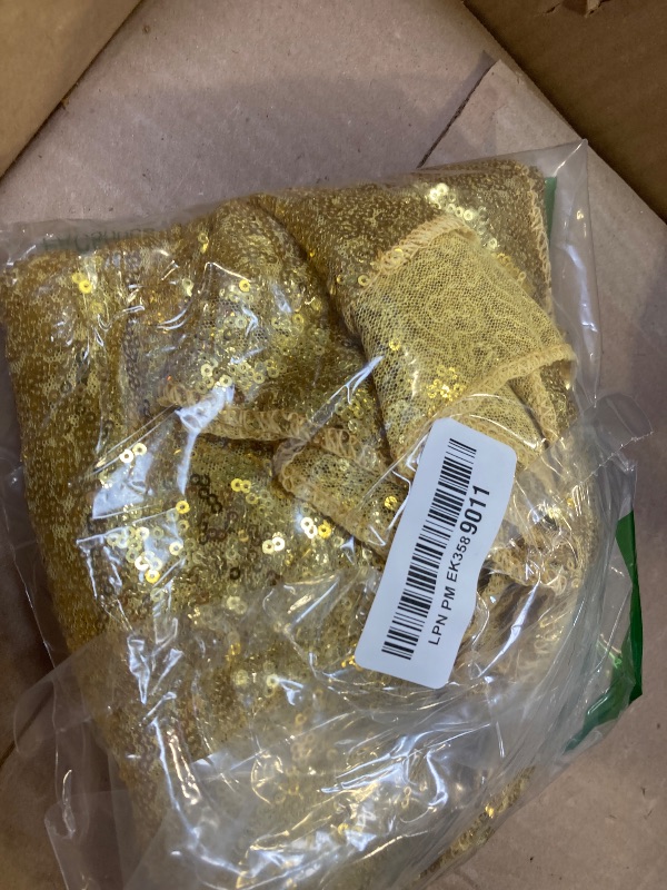 Photo 1 of 2 Packs 12 x 72 inches Gold Sequin Table Runner, Glitter Runner for Birthday Party Supplies Decorations Wedding Bachelorette Holiday Celebration Bridal Shower Baby Shower