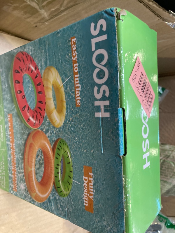 Photo 1 of Sloosh 4 Pack Inflatable Pool Floats Fruit Tube Rings, Fruit Swim Tubes, Pool Floaties Toys, Beach Swimming Party Toys for Kids and Adults (Fruit)