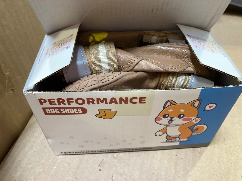 Photo 1 of size 7--QUMY Dog Shoes for Large Dogs, Medium Dog Boots & Paw Protectors for Winter Snowy Day, Summer Hot Pavement, Waterproof in Rainy Weather, Outdoor Walking, Indoor Hardfloors Anti Slip Sole Khaki 7
