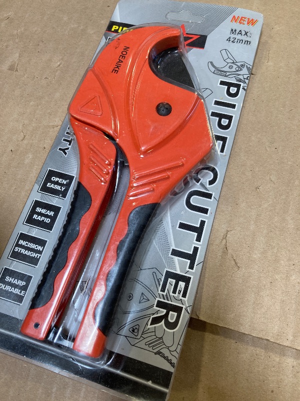Photo 1 of NOEAIKE 1-5/8" PVC Pipe Cutter - Heavy Duty Aluminum Ratchet Plastic Cutter Tool with SK5 Blade for PVC, PPR, PE, PEX Hose Cutting - Easy to Use and Adjustable for Various Diameters